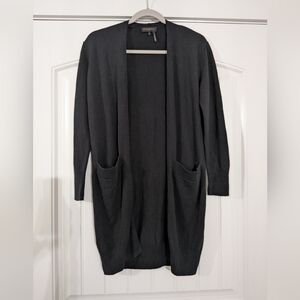 Donna Karan Silk Wool Blend Long Line Open Front Cardigan